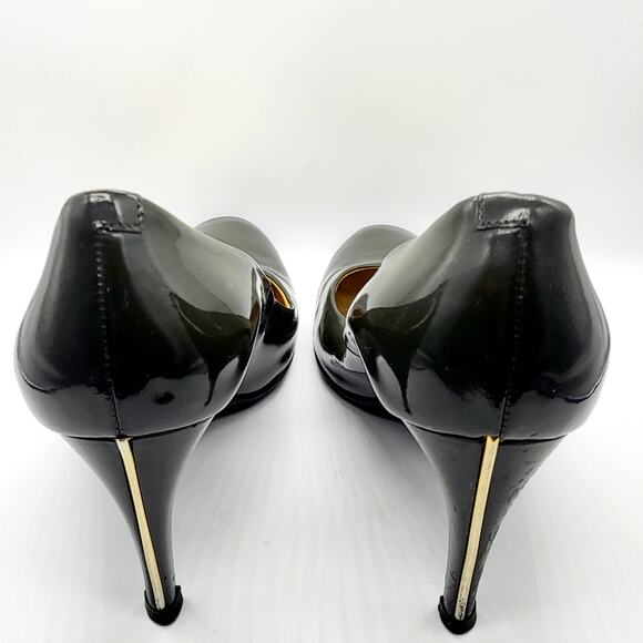 ROGER VIVIER Forrest Green Gold Patent Leather Heel Made in Italy Sz 39.5 US 8.5 - Picture 6 of 13